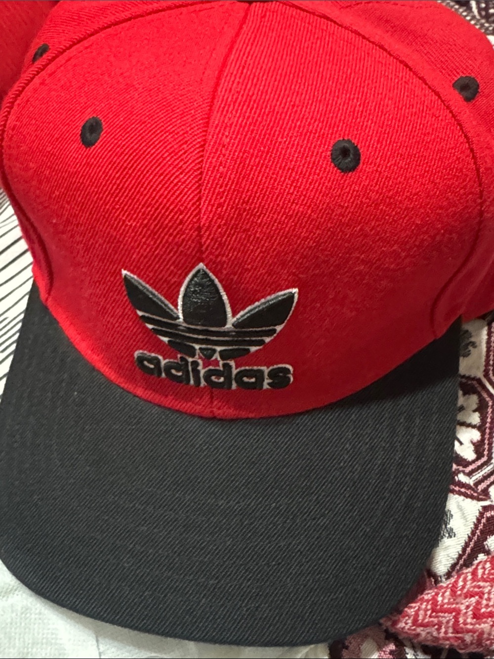 adidas Red and Black Trefoil Snapback Cap